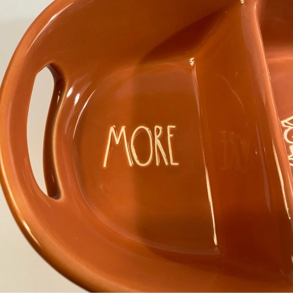 Rae Dunn Orange More S’mores Ceramic Pottery 3 Section Divided Dish Serving Tray